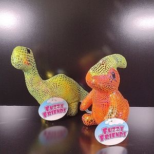 2 Fuzzy Friends Plush Dinosaur Toy Gift Holographic Sparkle